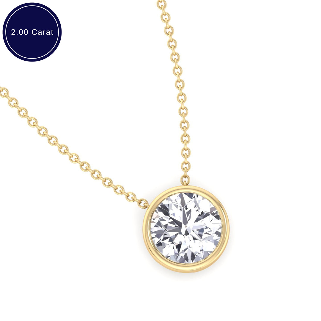 2.00CT Bezel Set Round Shape Diamond Pendant